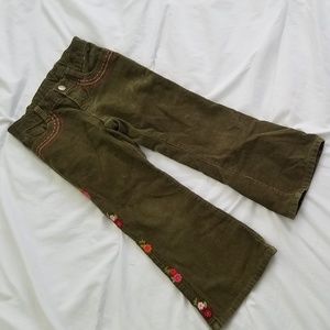 Gymboree girls olive corduroy floral boot jeans 5T